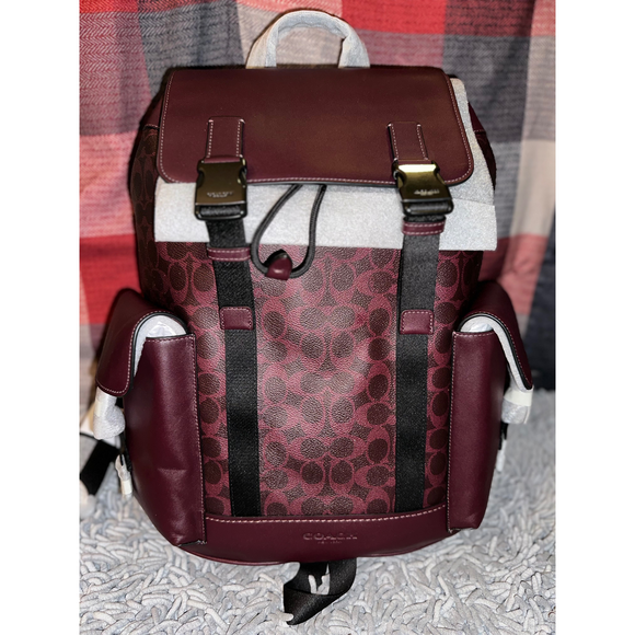 Coach Other - Coach Signature Leather Backpack in Red